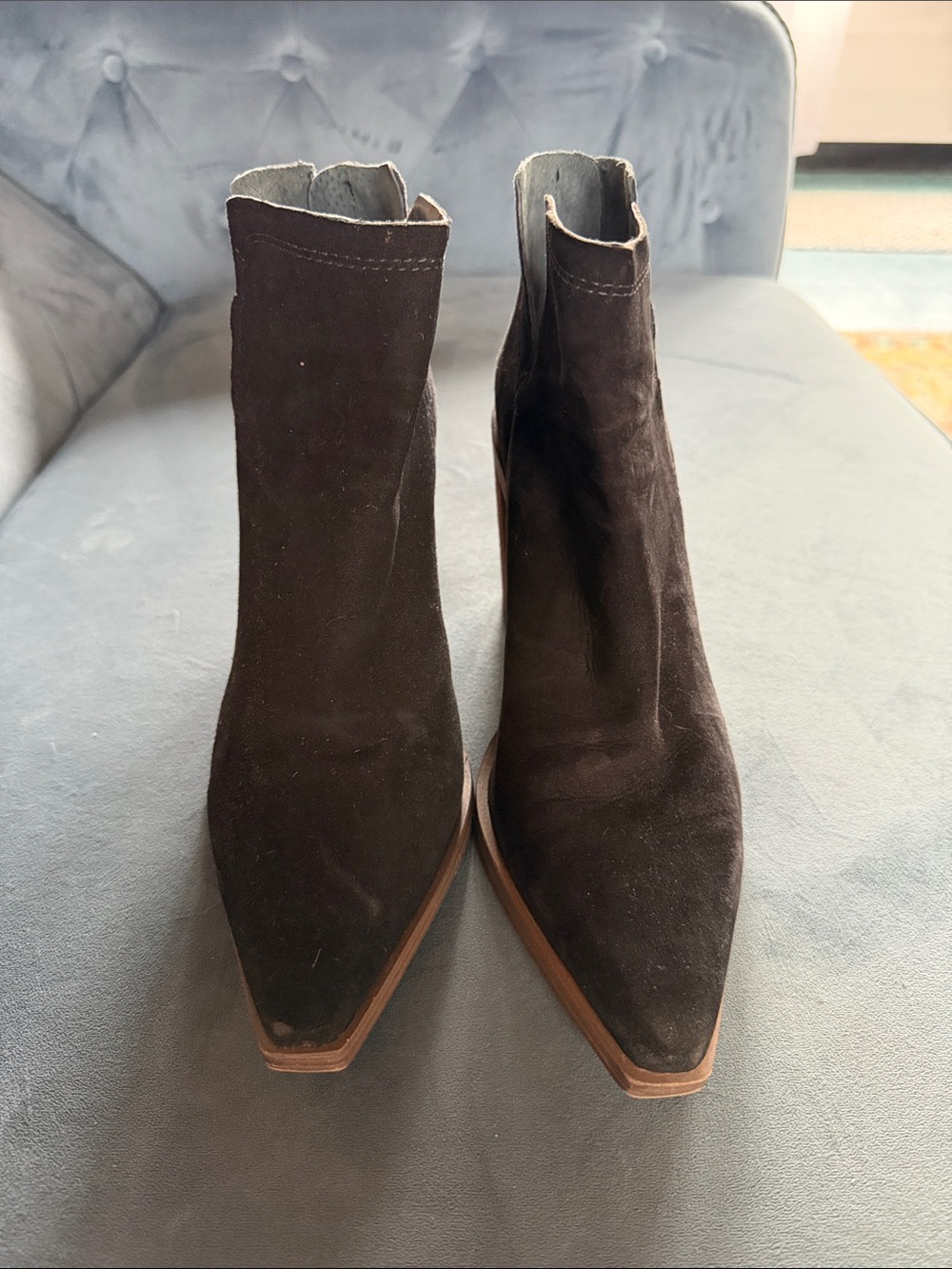 Vince Camuto Dark Brown Suede Pointed Toe Ankle Boots